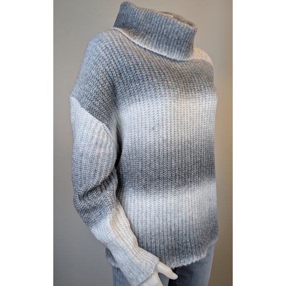 New Birch NY Turtleneck Sweater XL Gray White Ombre Gradient Cozy Classic Basics - Picture 2 of 9
